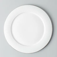 A La Carte 'Diamond Platinum' Porcelain Dinner Plate (White)
