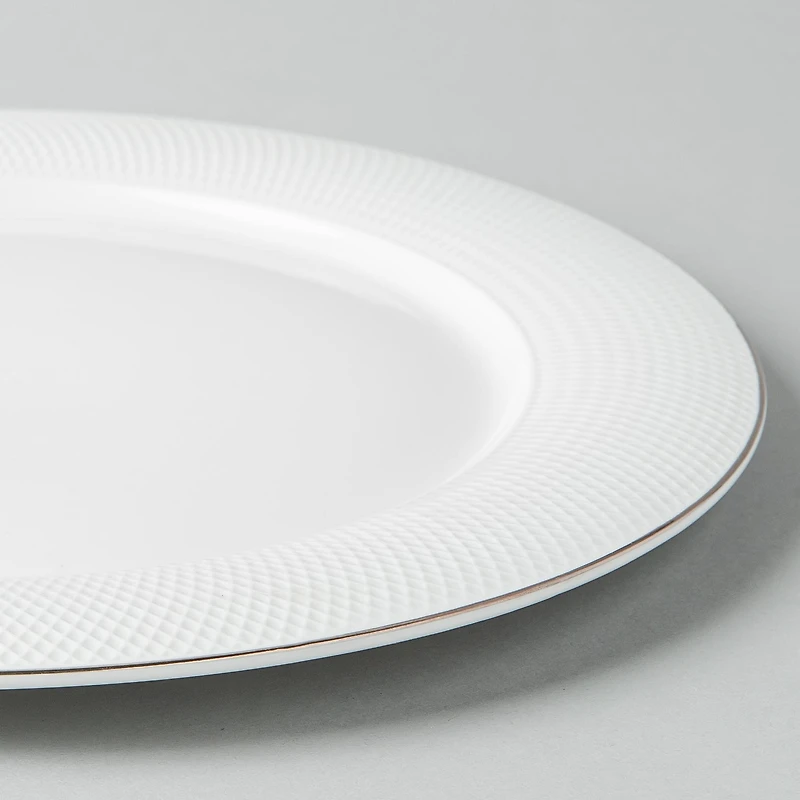 A La Carte 'Diamond Platinum' Porcelain Dinner Plate (White)