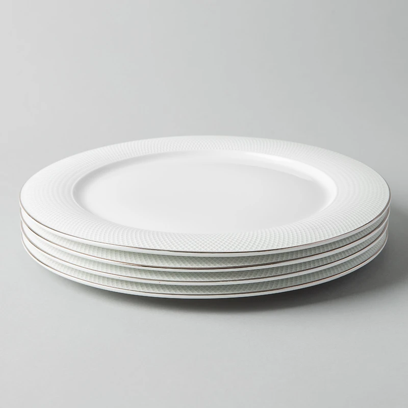 A La Carte 'Diamond Platinum' Porcelain Dinner Plate (White)