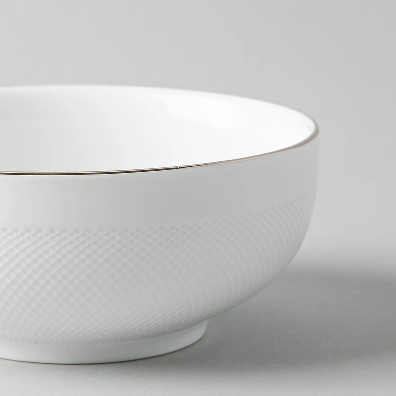 A La Carte 'Diamond Platinum' Porcelain Cereal Bowl (White)