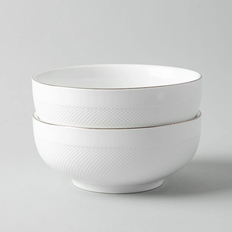 A La Carte 'Diamond Platinum' Porcelain Cereal Bowl (White)