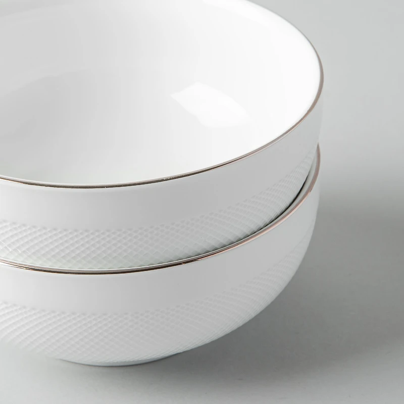 A La Carte 'Diamond Platinum' Porcelain Cereal Bowl (White)