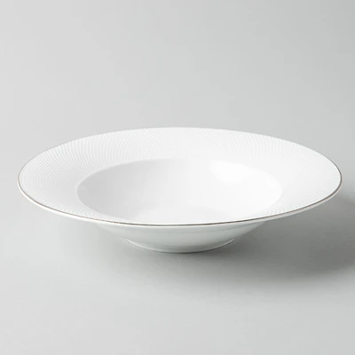 A La Carte 'Diamond Platinum' Porcelain Soup/Pasta Plate (White)