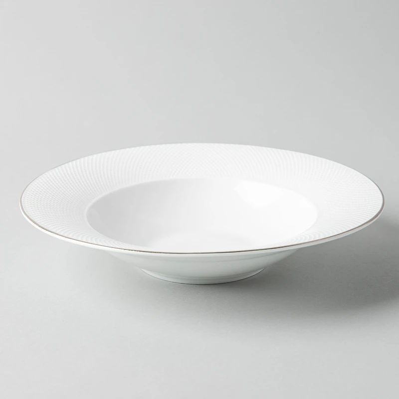 A La Carte 'Diamond Platinum' Porcelain Soup/Pasta Plate (White)