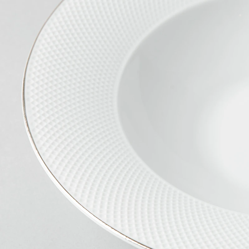 A La Carte 'Diamond Platinum' Porcelain Soup/Pasta Plate (White)