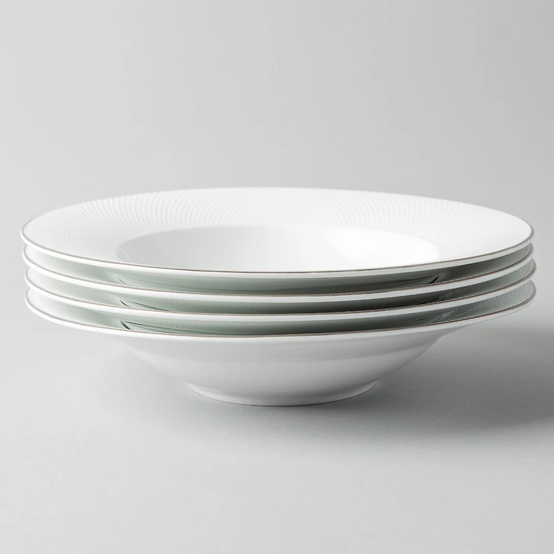 A La Carte 'Diamond Platinum' Porcelain Soup/Pasta Plate (White)