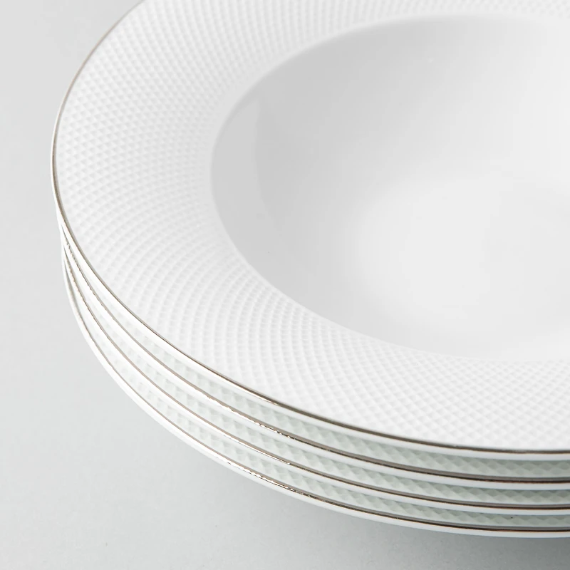 A La Carte 'Diamond Platinum' Porcelain Soup/Pasta Plate (White)