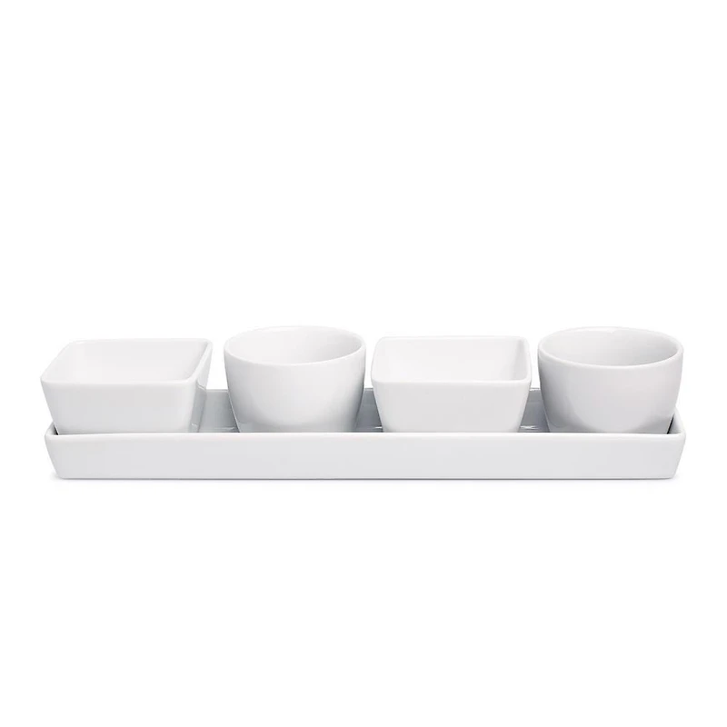 KSP Host Porcelain Mini Bowls with Tray - Set of 5 (White)