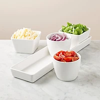 KSP Host Porcelain Mini Bowls with Tray - Set of 5 (White)