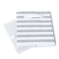 KSP Collapsible 'Stripes' Non-Woven Storage Bin (Light Grey) 10x10x11"