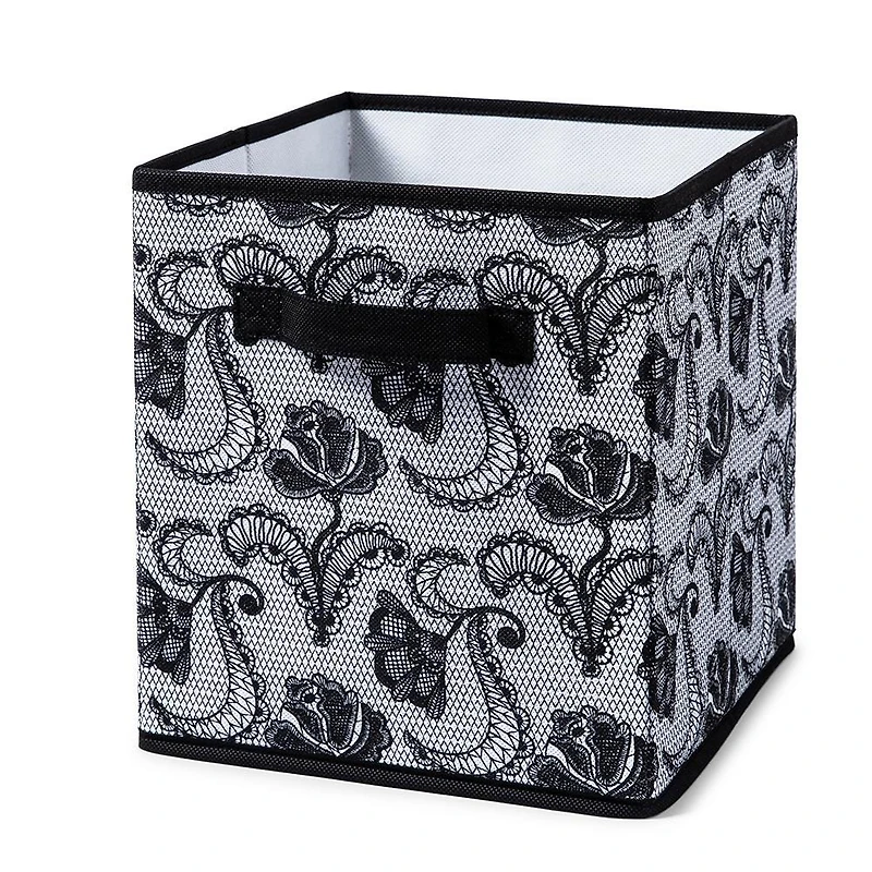 KSP Collapsible 'Lace' Non-Woven Storage Bin (Black) 10x10x11"