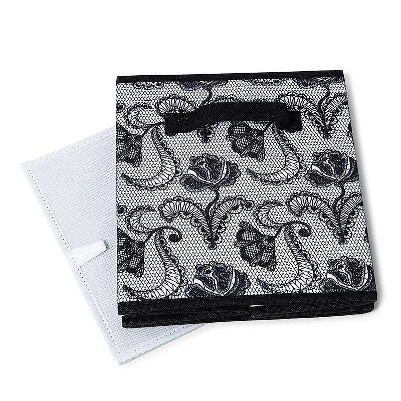 KSP Collapsible 'Lace' Non-Woven Storage Bin (Black) 10x10x11"