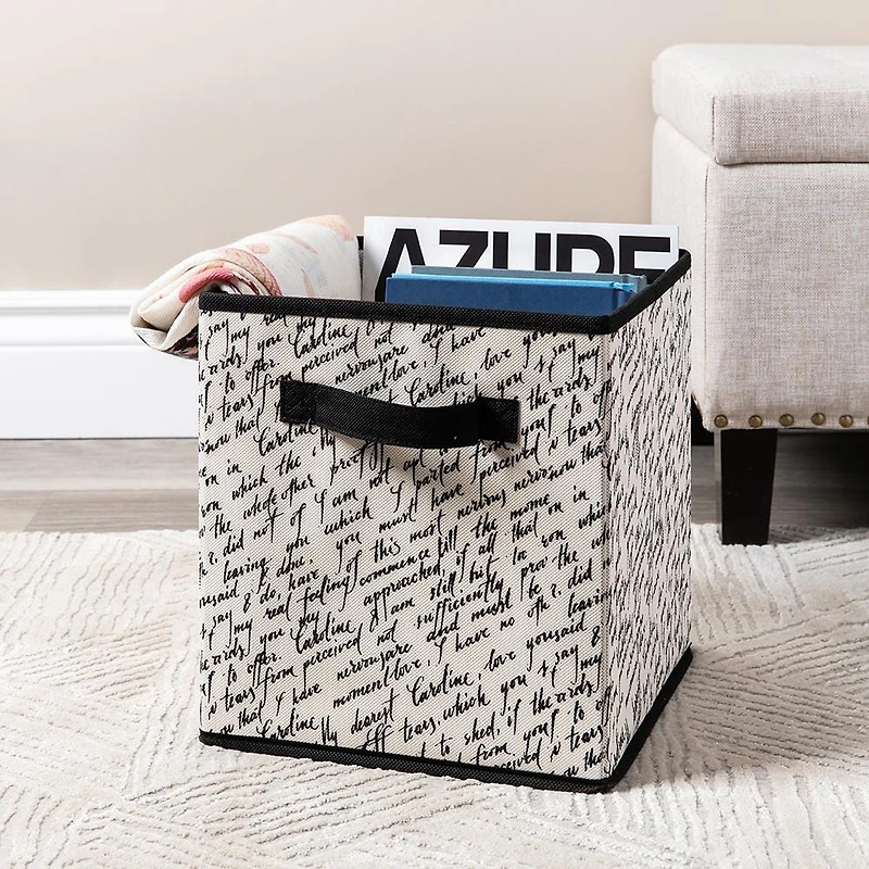 KSP Collapsible 'Words' Non-Woven Storage Bin (Ivory) 10x10x11"