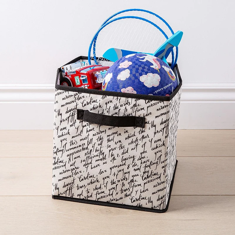 KSP Collapsible 'Words' Non-Woven Storage Bin (Ivory) 10x10x11"