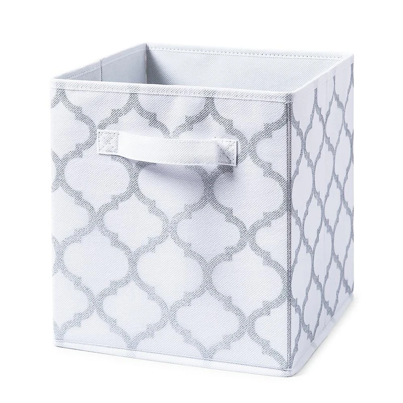 KSP Collapsible 'Ogee' Non-Woven Storage Bin (Silver) 10x10x11"