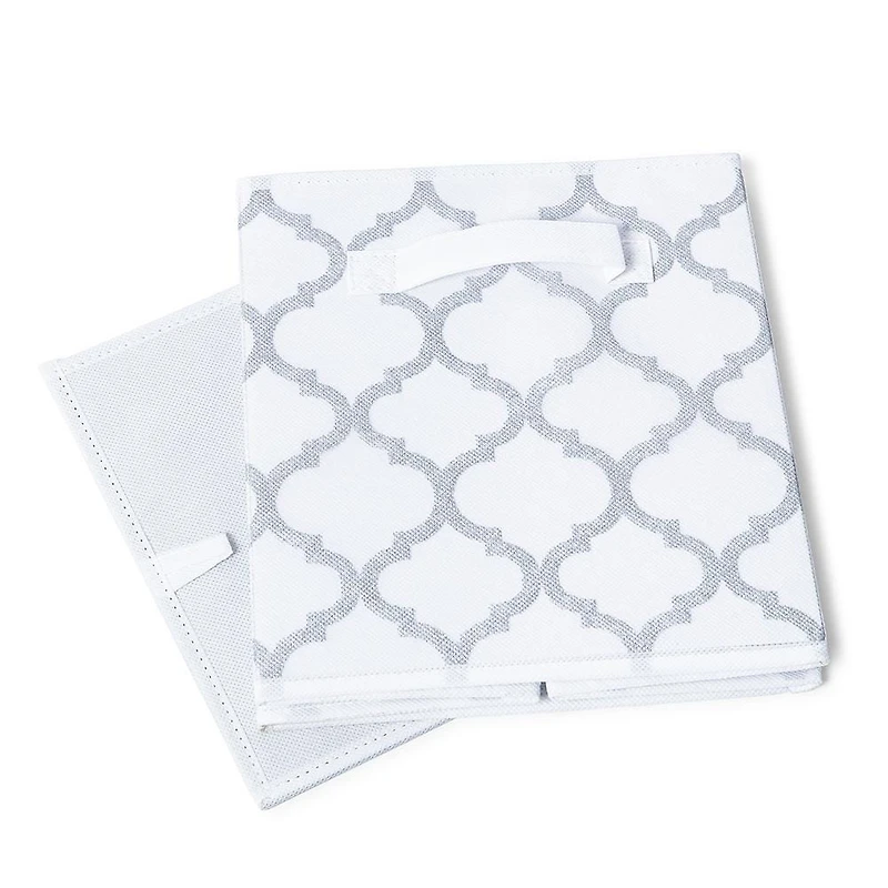 KSP Collapsible 'Ogee' Non-Woven Storage Bin (Silver) 10x10x11"