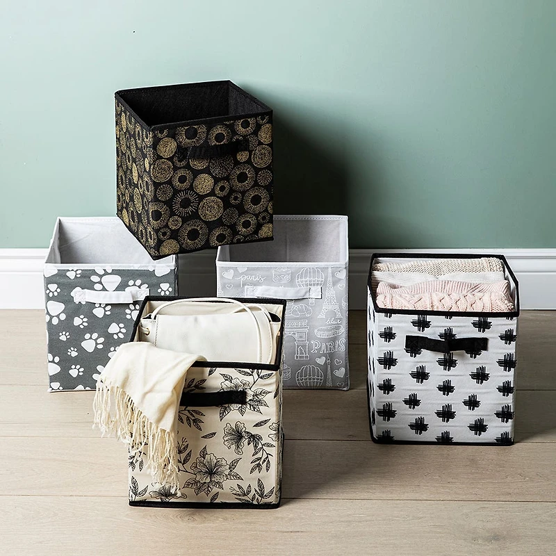 KSP Collapsible 'Ogee' Non-Woven Storage Bin (Silver) 10x10x11"