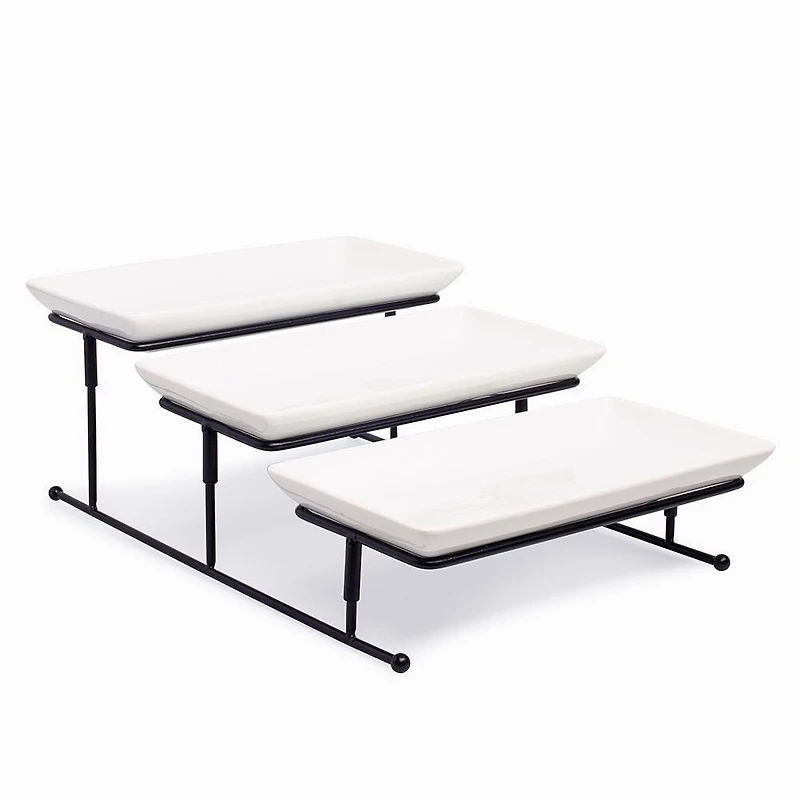 KSP Strata '3-Tier' Porcelain Buffet Plate (Rectangular)