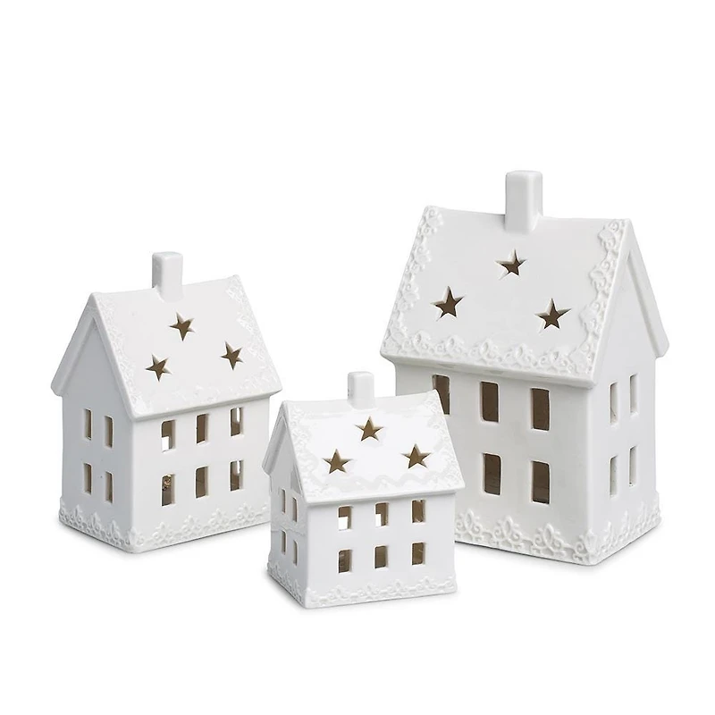 KSP Christmas Village Ceramic LED Decor - Set of 3 (White)