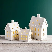 KSP Christmas Village Ceramic LED Decor - Set of 3 (White)