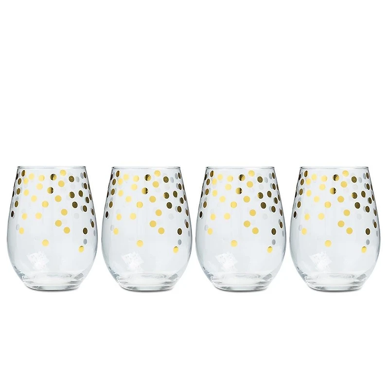 KSP Christmas Cheers 'Celebrate' Stemless Wine Glass - Set of 4