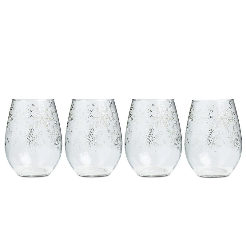 KSP Christmas Cheers 'Snowfall' Stemless Wine Glass - Set of 4