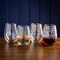 KSP Christmas Cheers 'Snowfall' Stemless Wine Glass - Set of 4