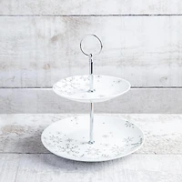 KSP Christmas Entertain 'Snowfall' Porcelain Buffet Stand 2-Tier