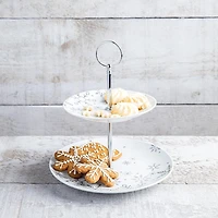 KSP Christmas Entertain 'Snowfall' Porcelain Buffet Stand 2-Tier