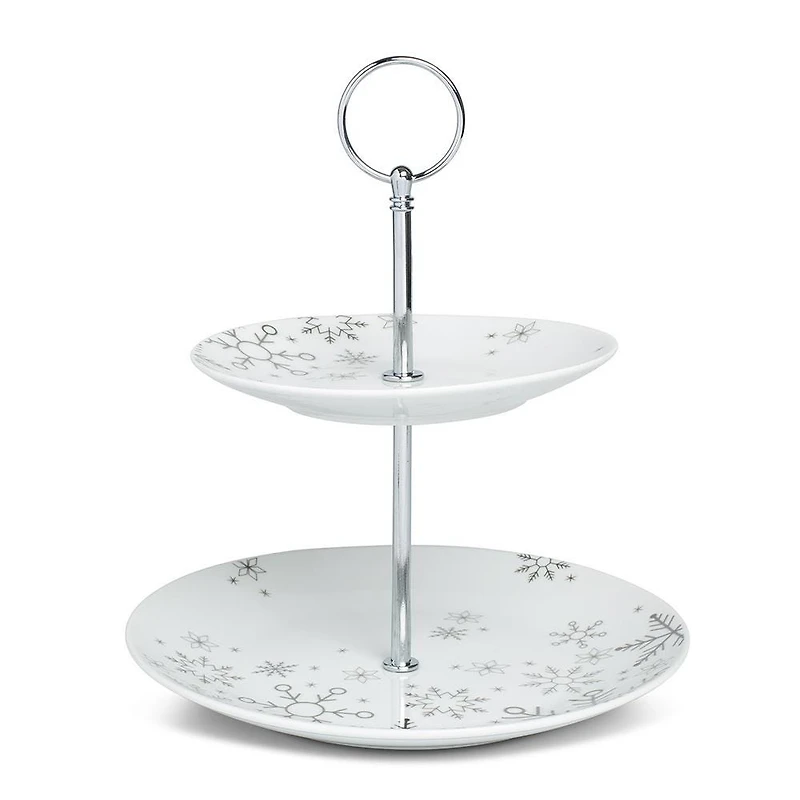 KSP Christmas Entertain 'Snowfall' Porcelain Buffet Stand 2-Tier