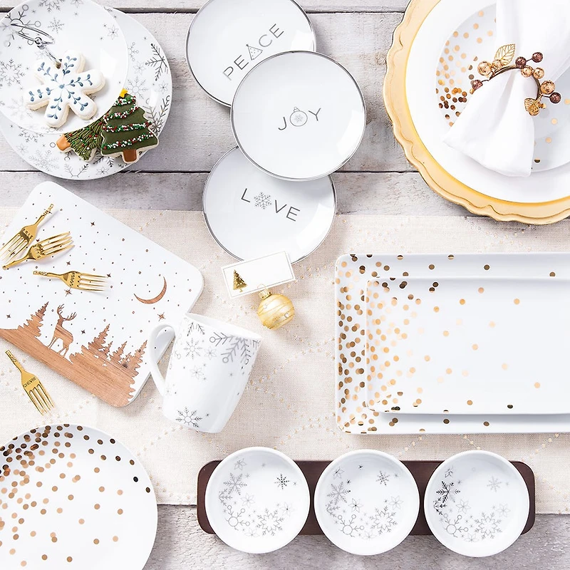 KSP Christmas Entertain 'Snowfall' Porcelain Buffet Stand 2-Tier