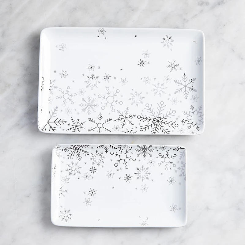 KSP Christmas Entertain 'Snowfall' Porcelain Serving Plate Set of 2