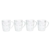 KSP Christmas Decal 'Snowfall' Porcelain Mug - Set of 4