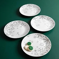 KSP Christmas Decal 'Snowfall' Porcelain Side Plate - Set of 4