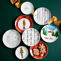 KSP Christmas Decal 'Snowfall' Porcelain Side Plate - Set of 4