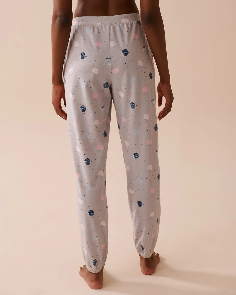 Pantalon de pyjama jogger en coton à imprimé pomme