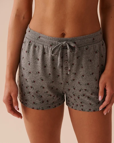 Rose Print Recycled Fibers Pajama Shorts