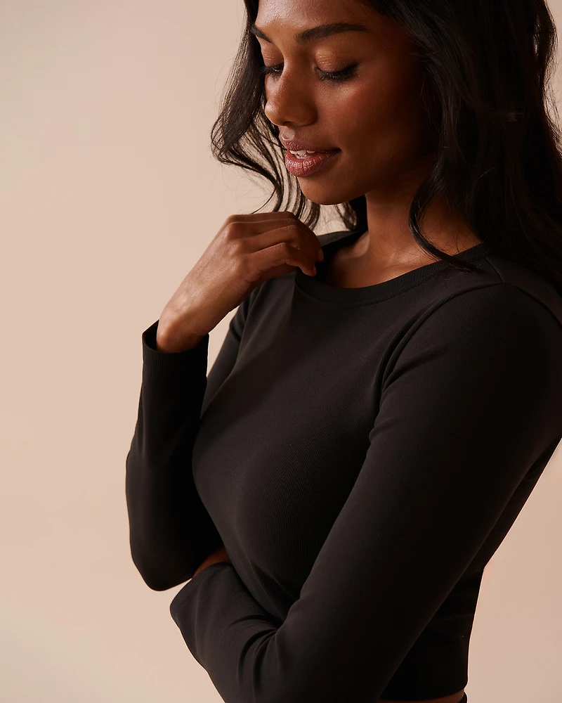 Chandail court manches longues en tissu sans coutures