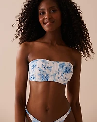 CYAN BLUE Textured Bandeau Bikini Top
