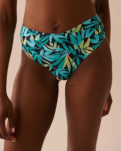 TURQUOISE Crossed Waistband Cheeky Bikini Bottom