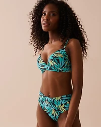 TURQUOISE Crossed Waistband Cheeky Bikini Bottom