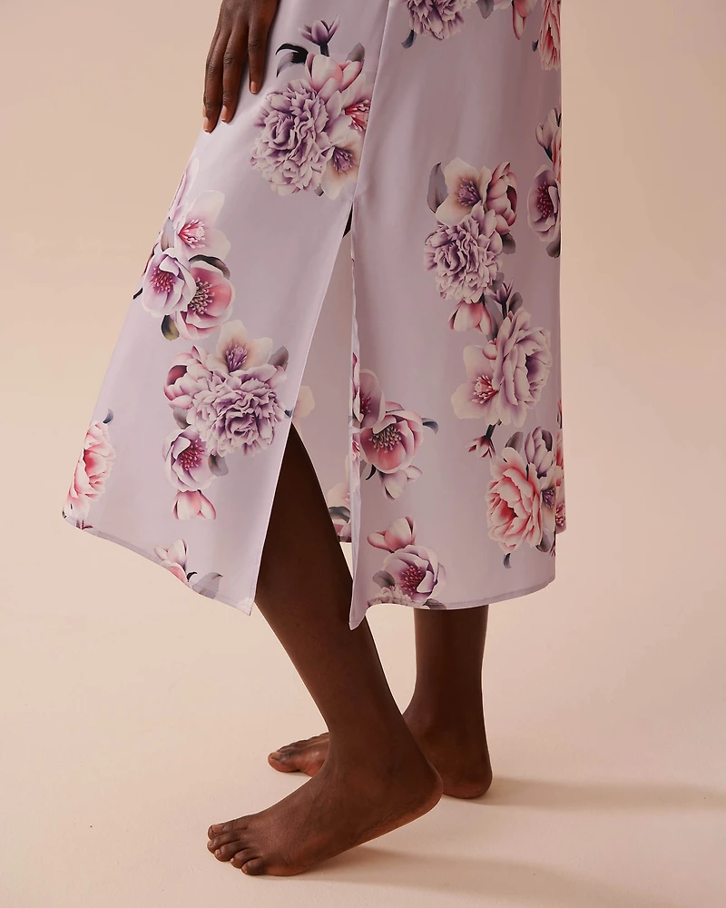 Victorian Floral Long Satin Nightie