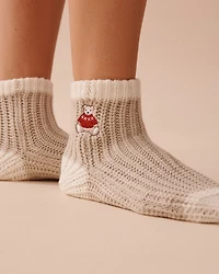 Knitted Socks with Winter Embroidery