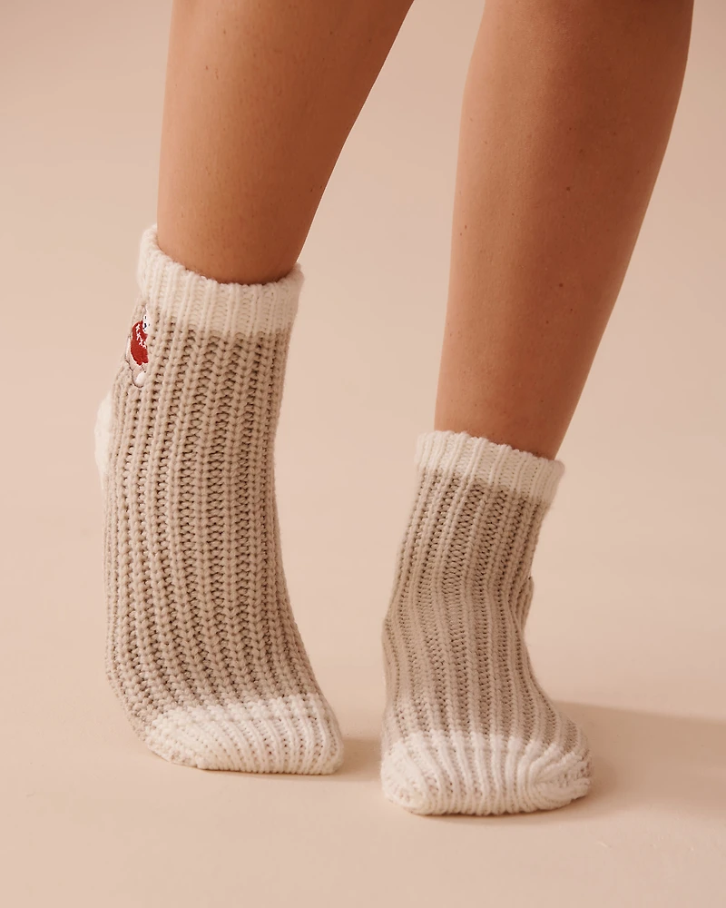 Knitted Socks with Winter Embroidery