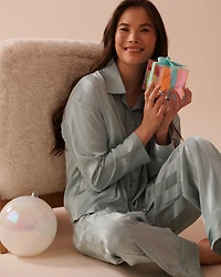 Jacquard Stripe Satin Pajama Set