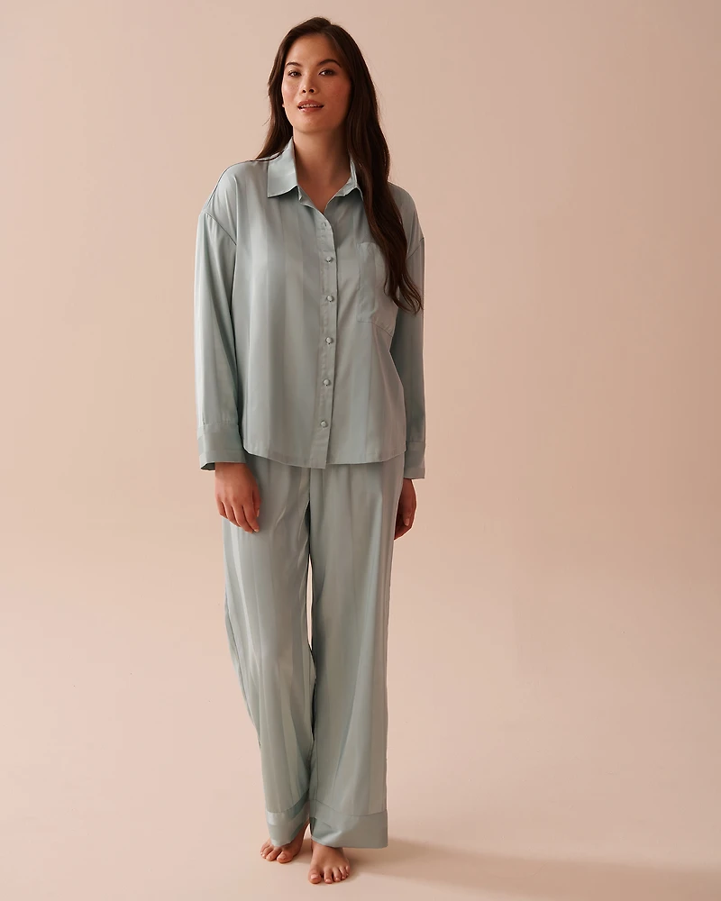Jacquard Stripe Satin Pajama Set