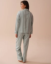 Jacquard Stripe Satin Pajama Set