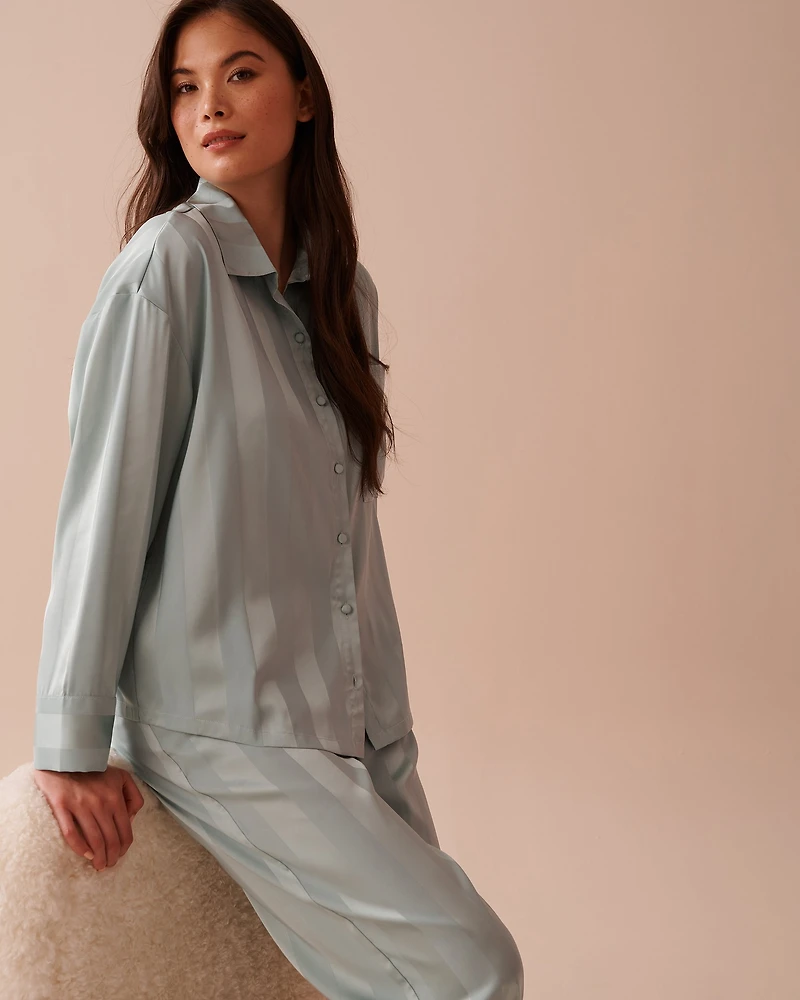 Jacquard Stripe Satin Pajama Set