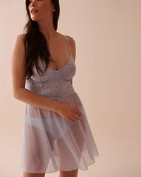Embroidered Mesh Nightie