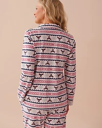 Winter Print Soft Velour Button-down Shirt